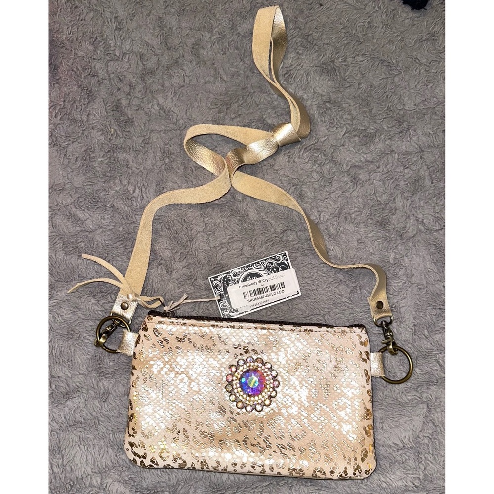 Keep It Gypsy gold crossbody with crystal Bezel